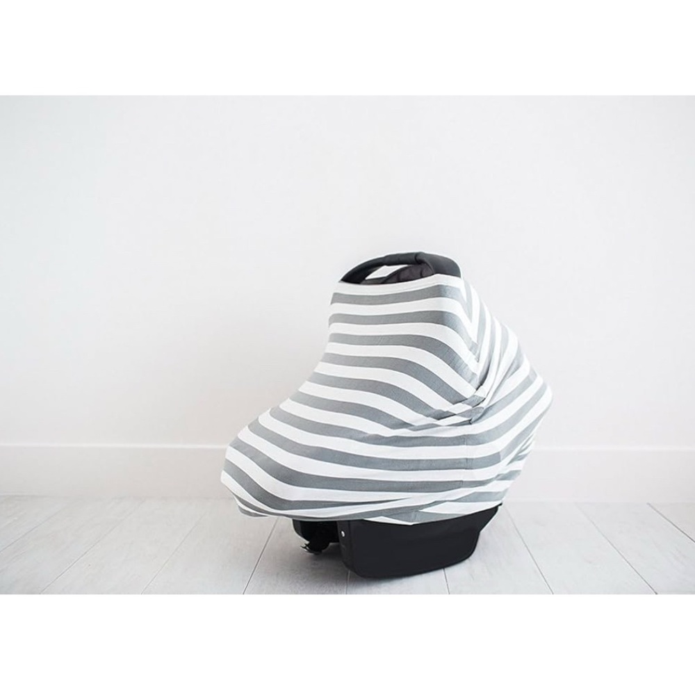 Striped Gray and White Diaper Cover